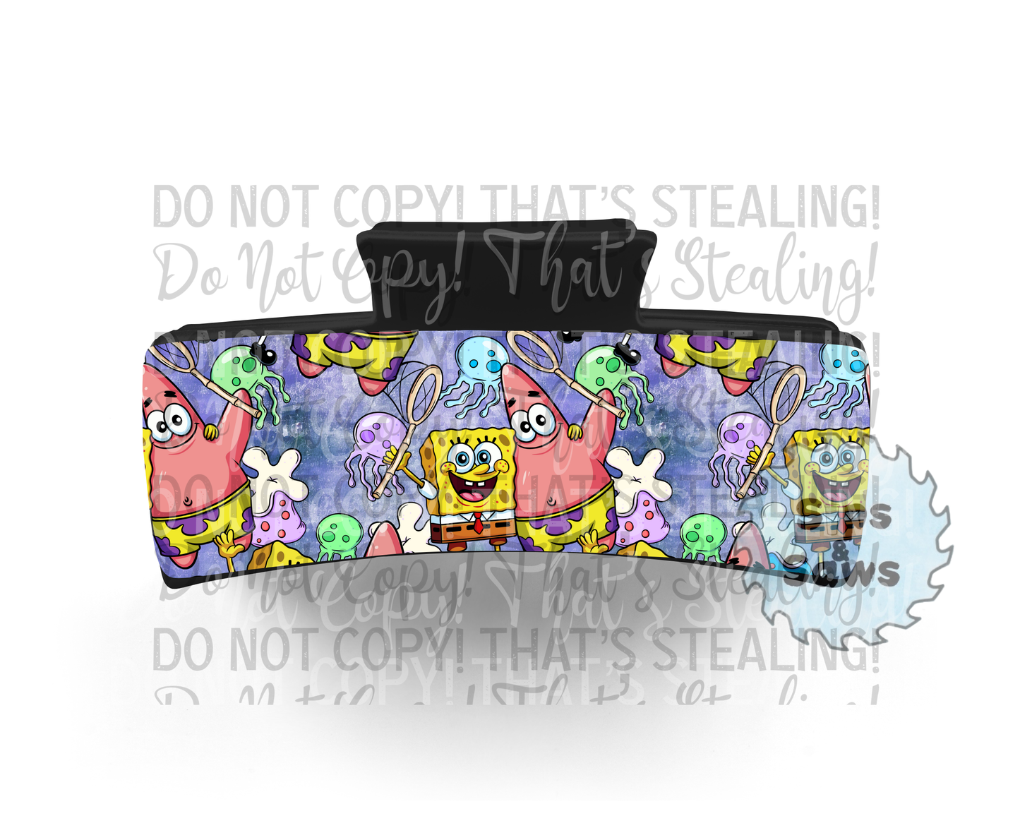 Cartoon Sponge Grey Sublimation Hair Clip