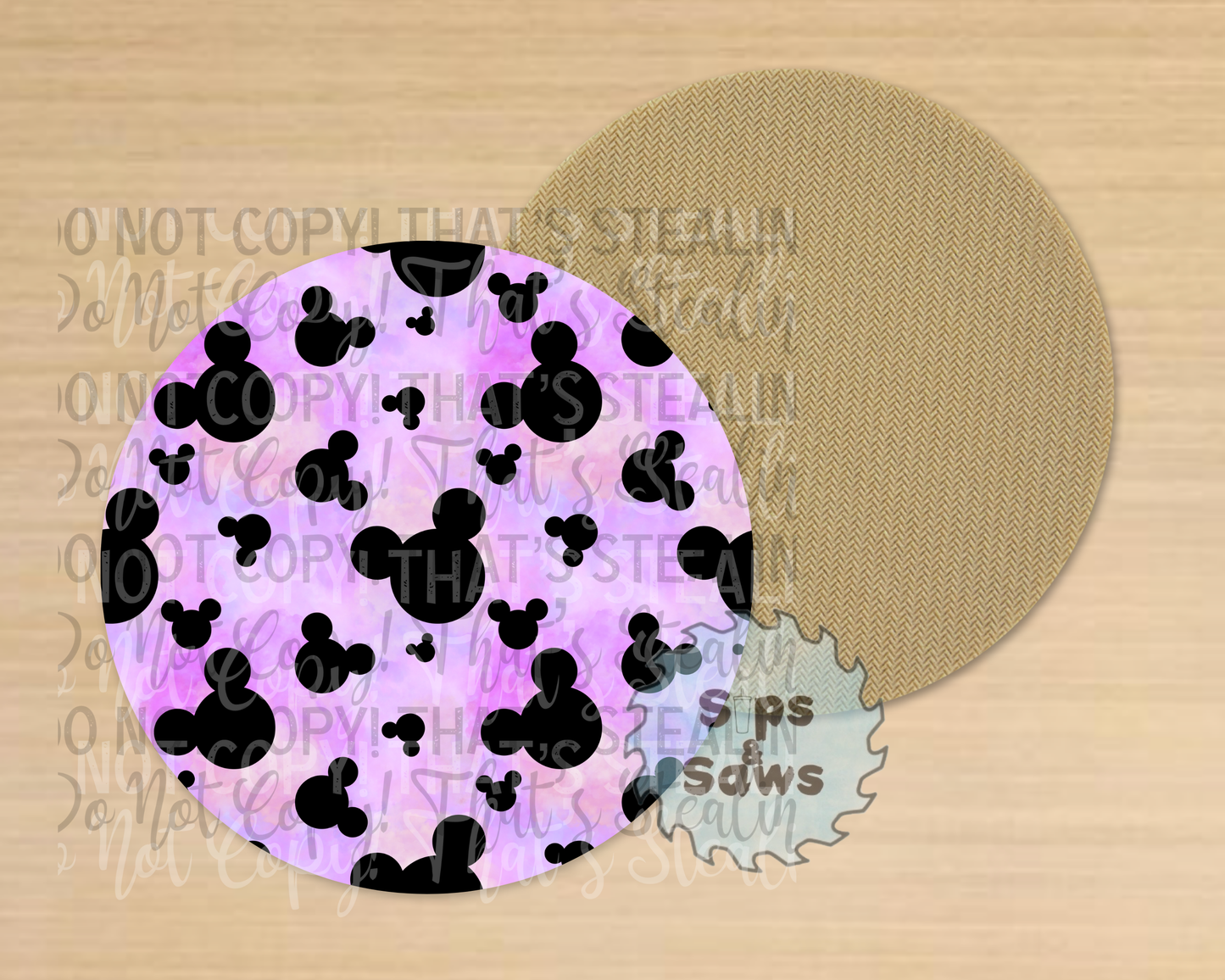 Black, Pink & Purple Mouse Heads Sublimation Coaster