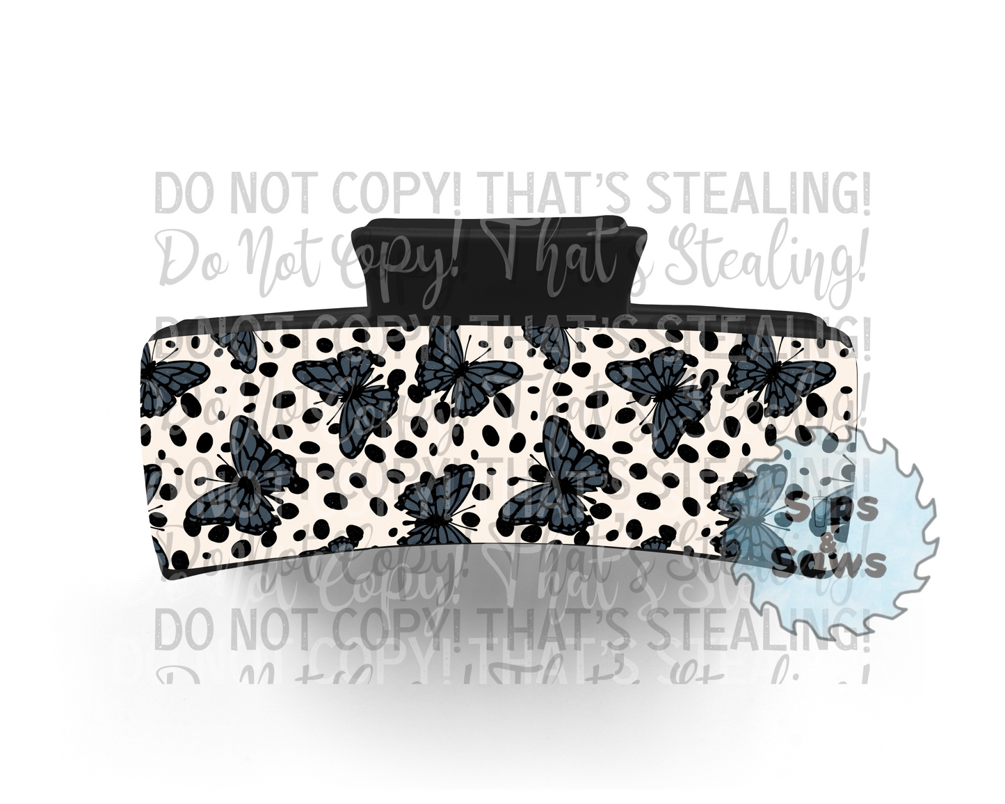 Black Butterflies Sublimation Hair Clip