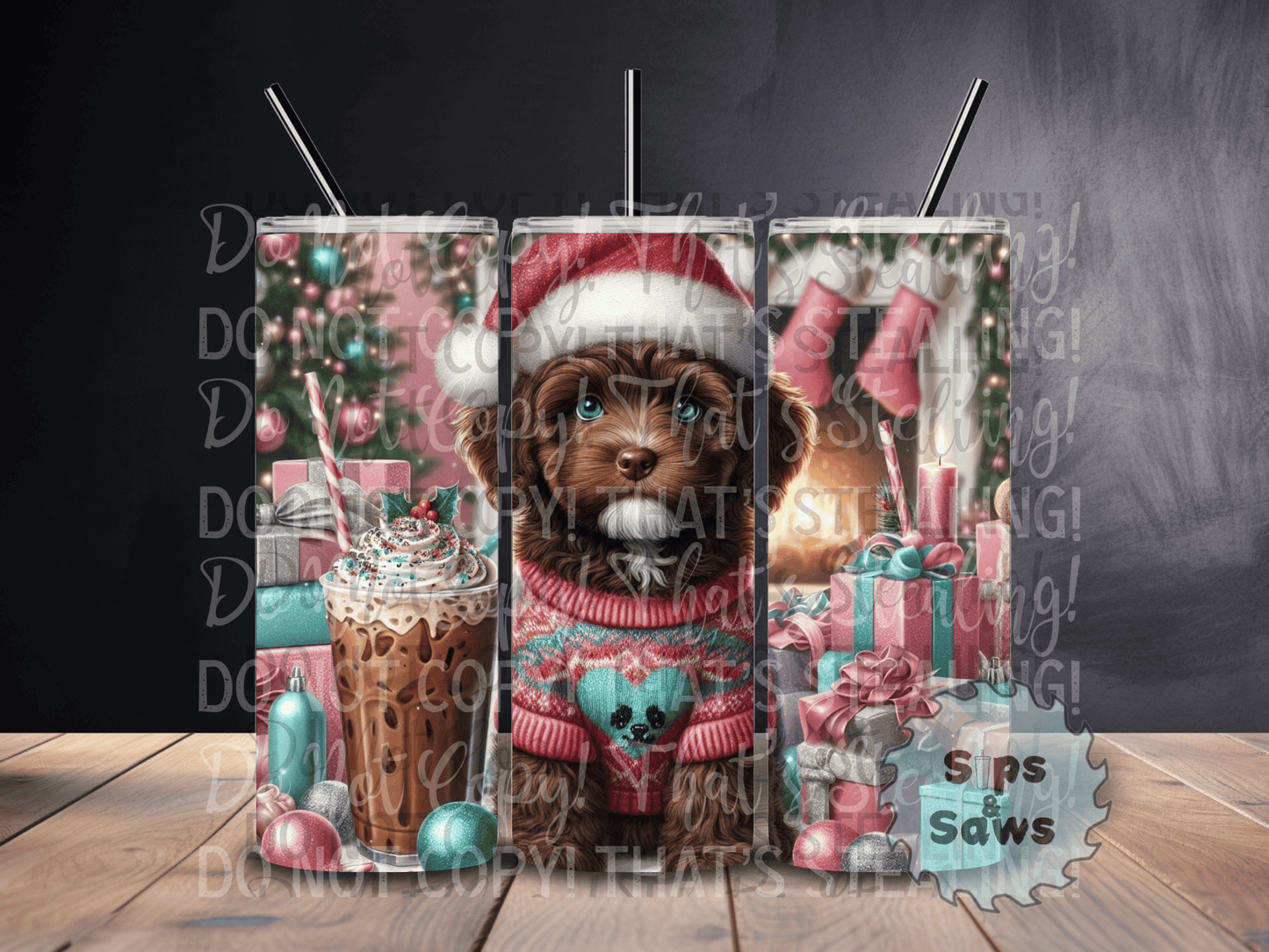 20oz Christmas Chocolate Cavoodle Tumbler