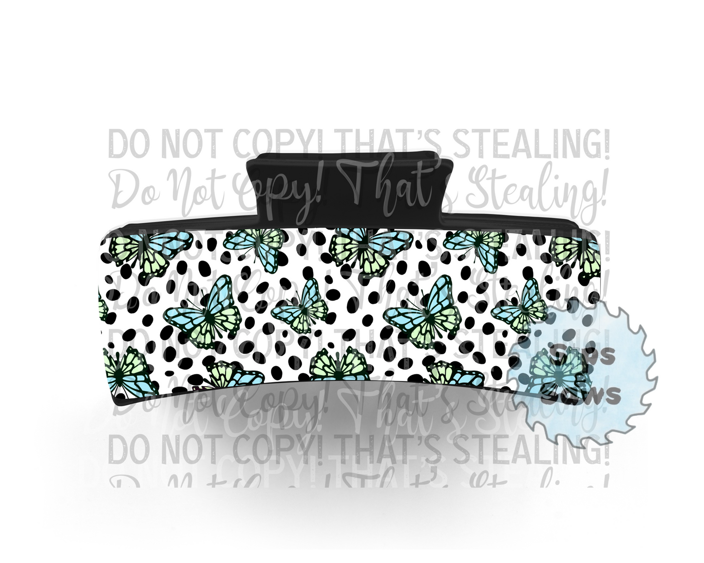 Blue Green Butterflies Sublimation Hair Clip