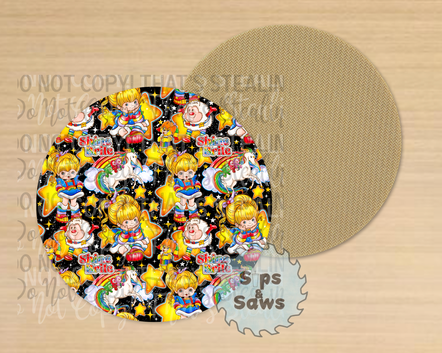 Rainbow Bright Black Sublimation Coaster
