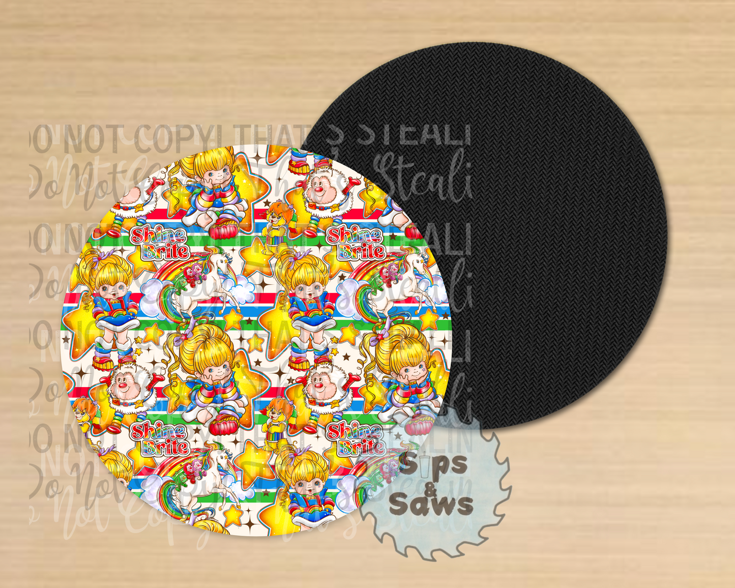 Rainbow Bright White Sublimation Coaster
