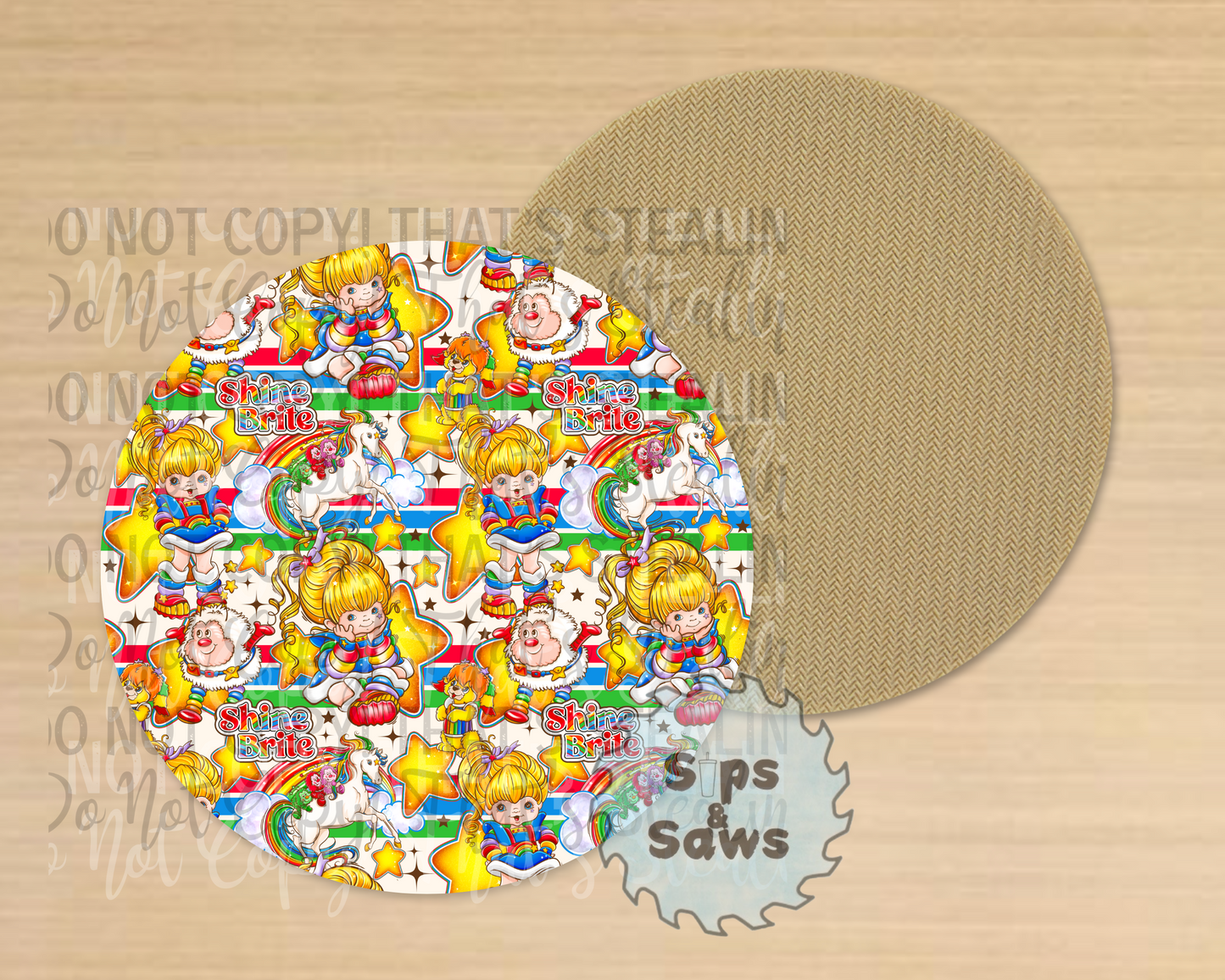 Rainbow Bright White Sublimation Coaster