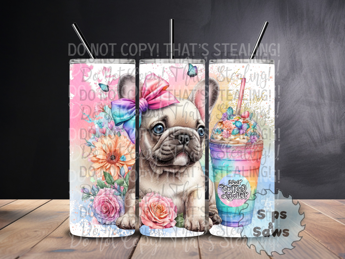 20oz Rainbow Frenchie Sublimation Tumbler