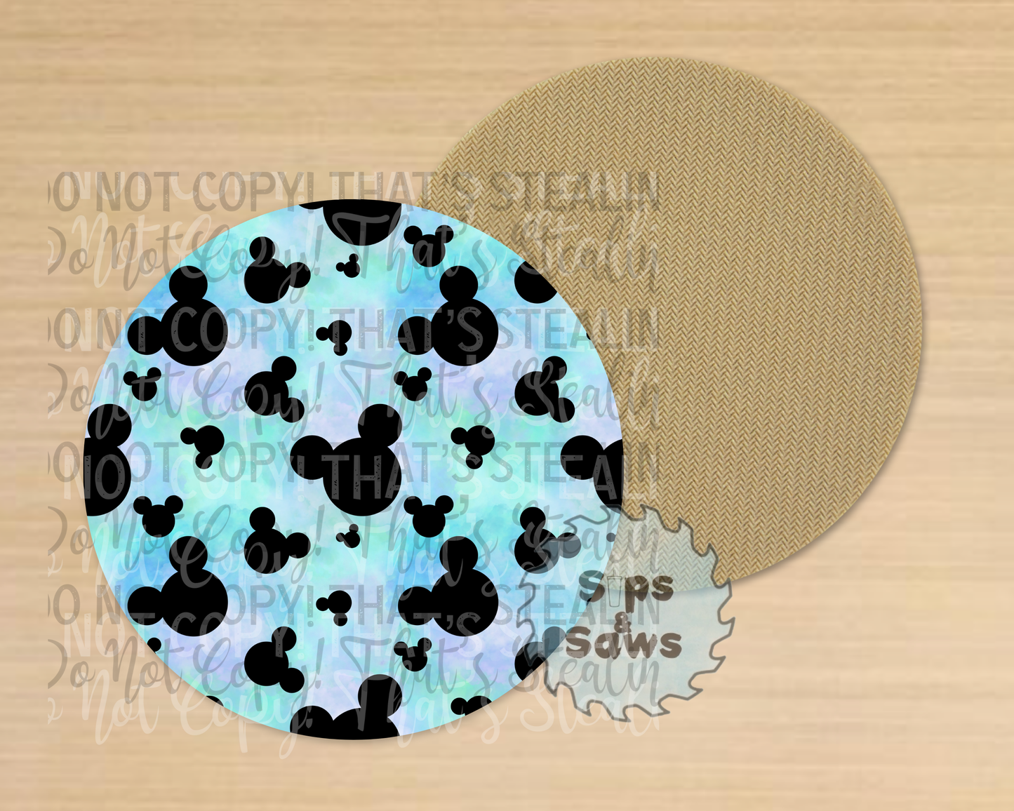 Black, Blue & Green Mouse Heads Sublimation Coaster