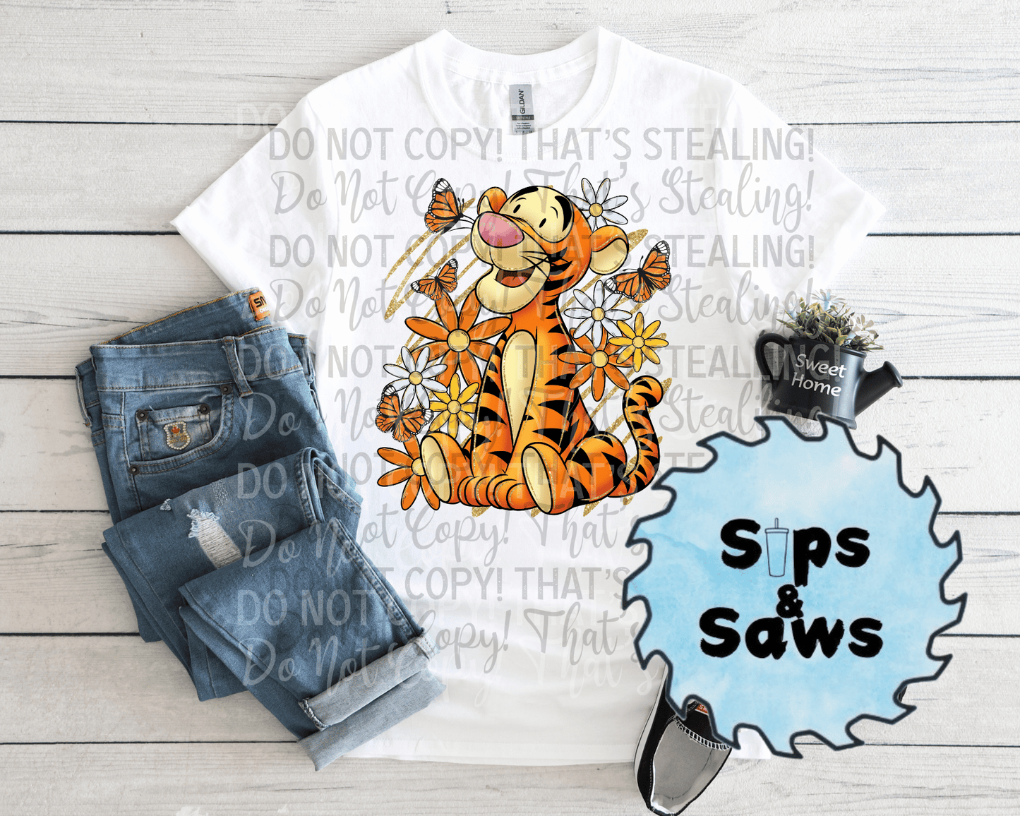 Sitting Tiger Scribble DTF