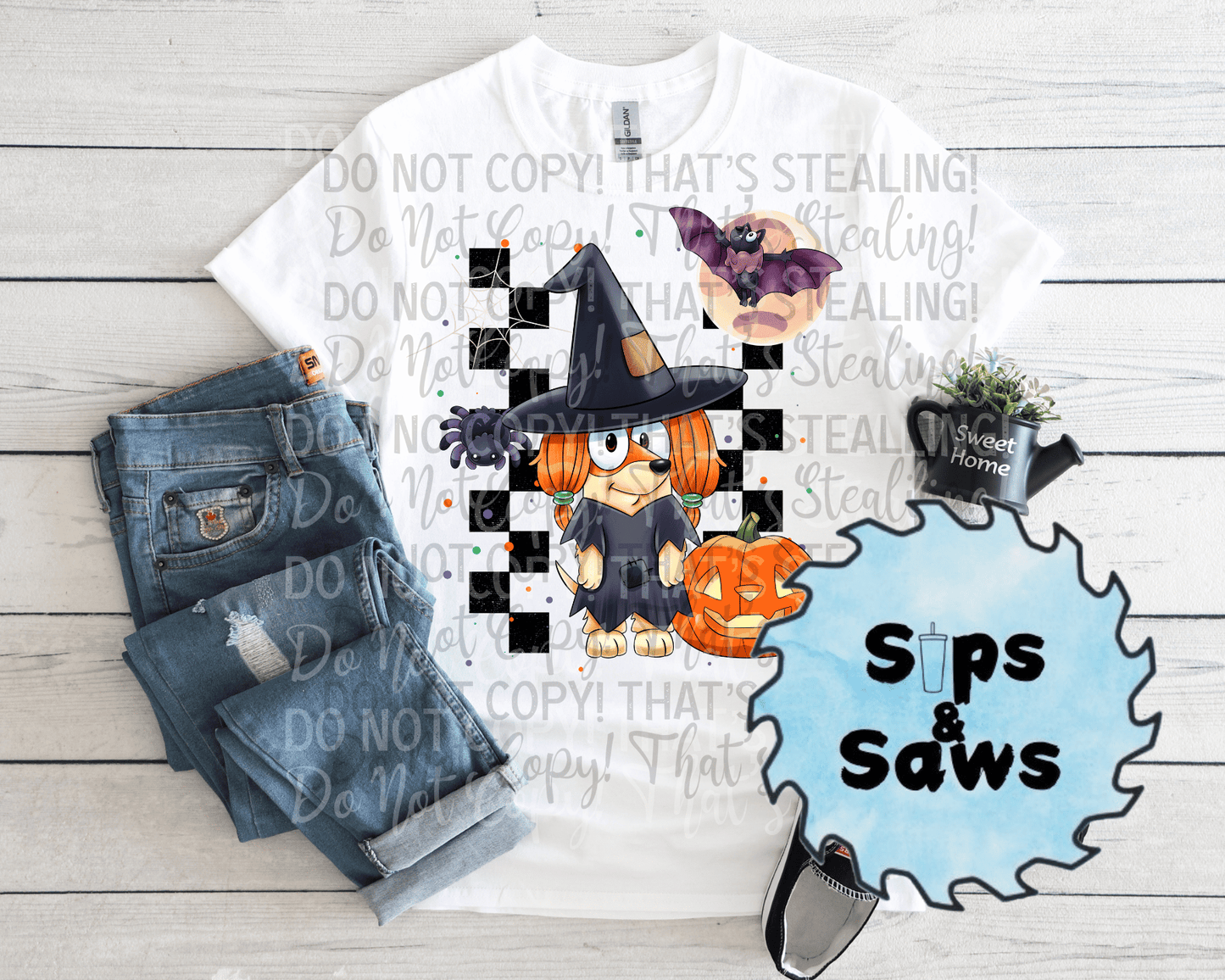 Checkered Orange 1 Dog DTF