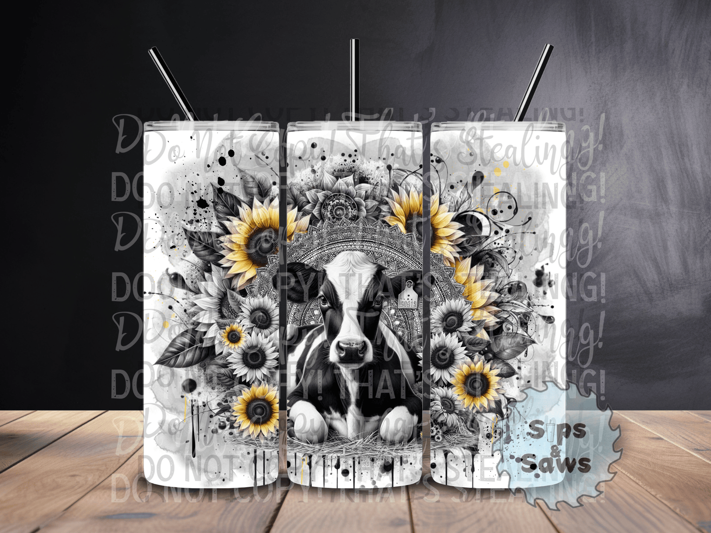20oz Mandala Cow Tumbler