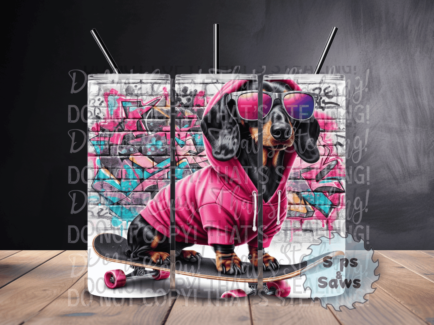 20oz Skater Dachshund Tumbler