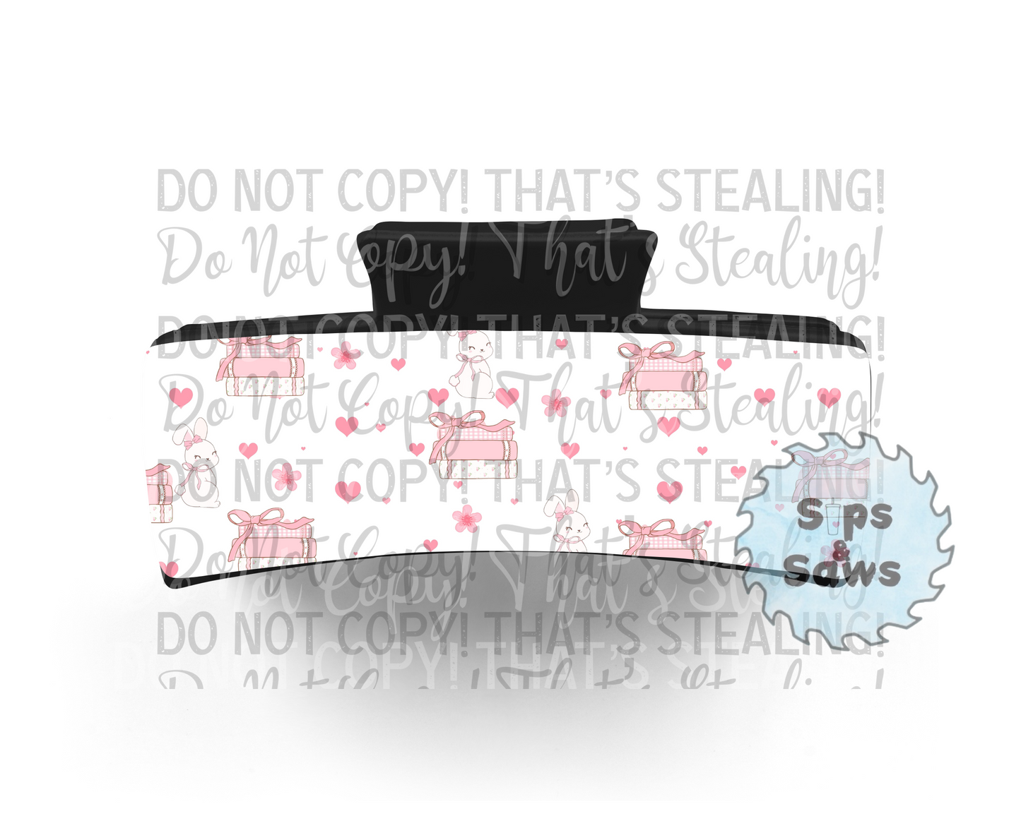 Bunnies and Books Sublimation Hair Clip