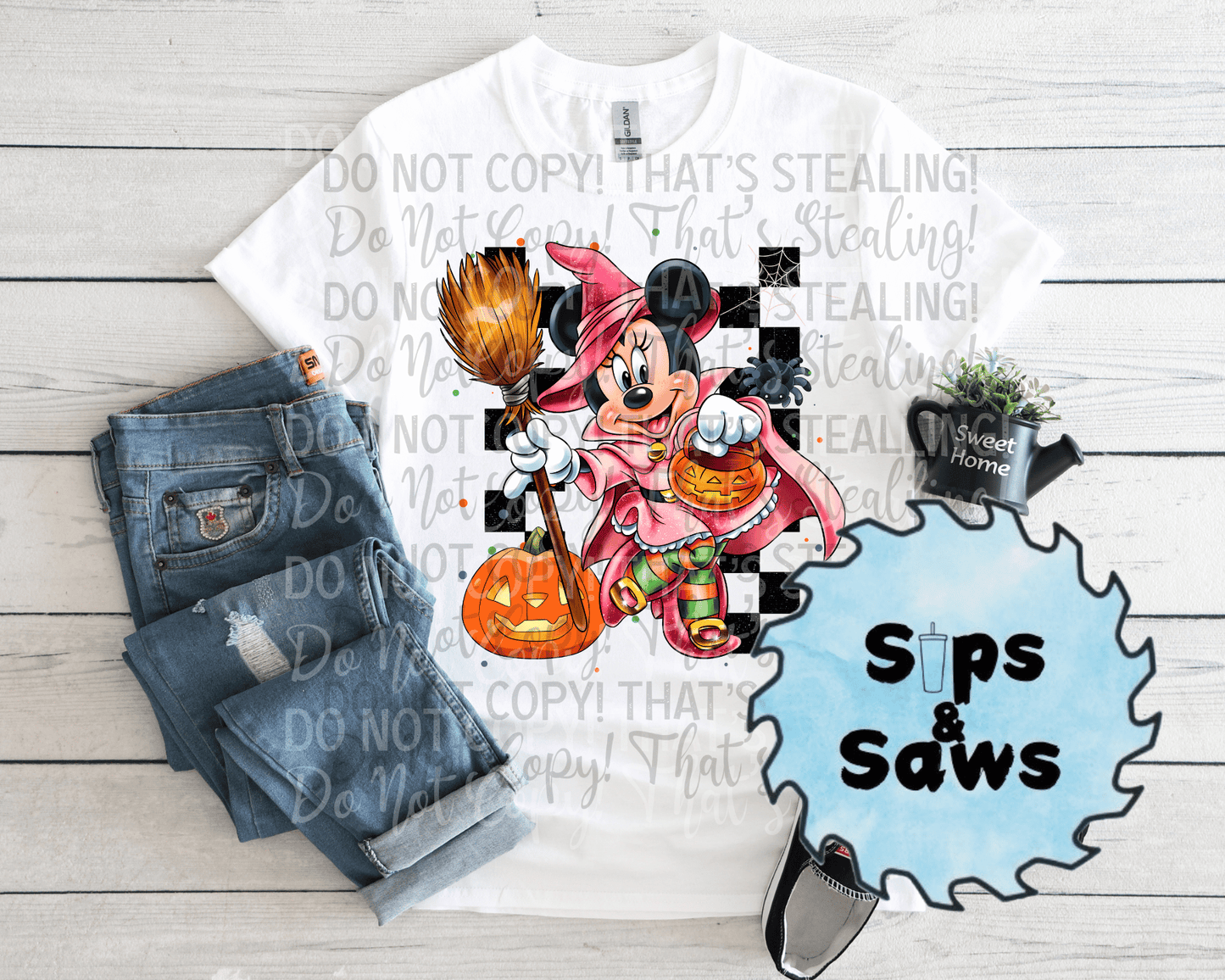 Checkered Pink Mouse DTF