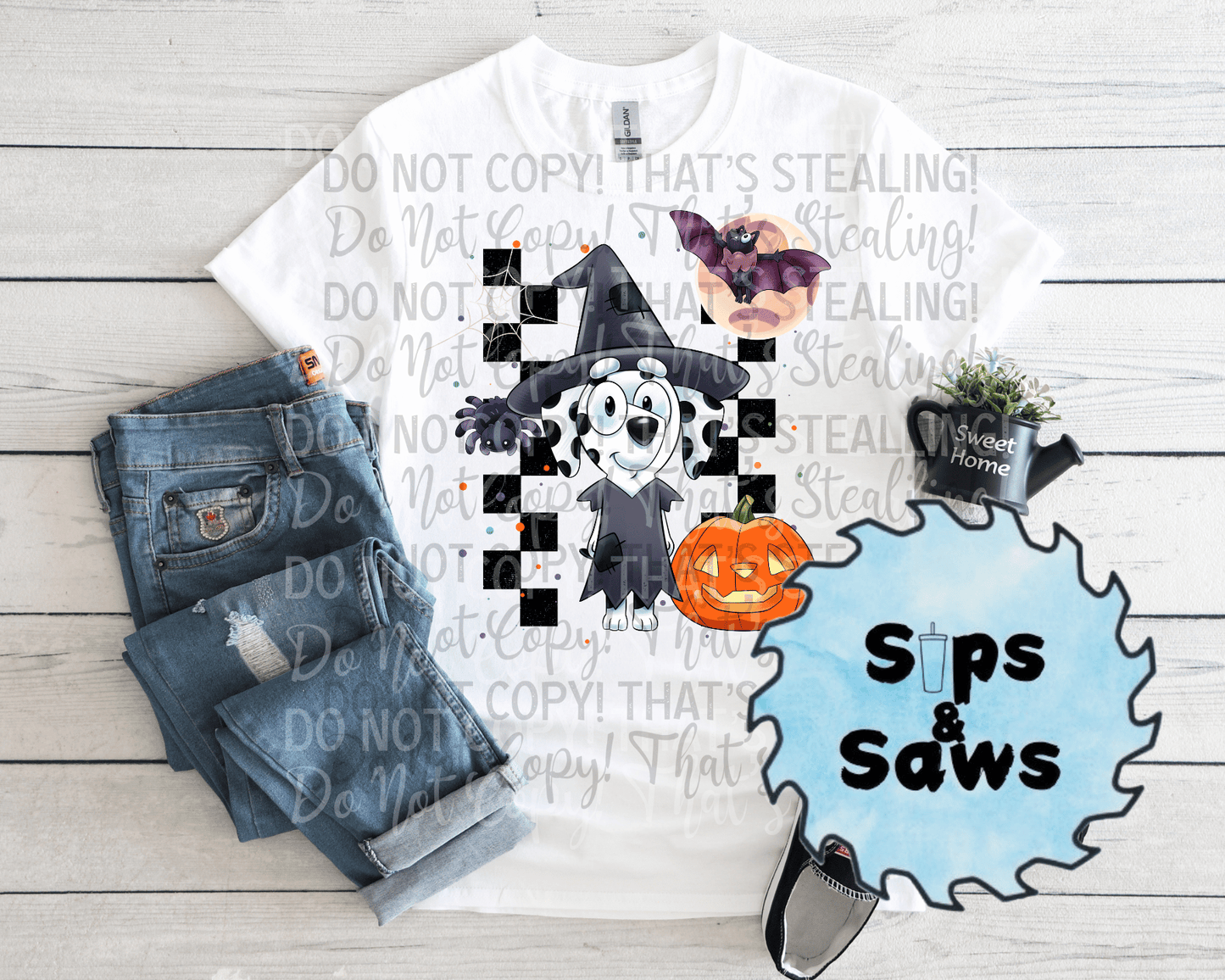 Checkered Witch Spot Dog DTF