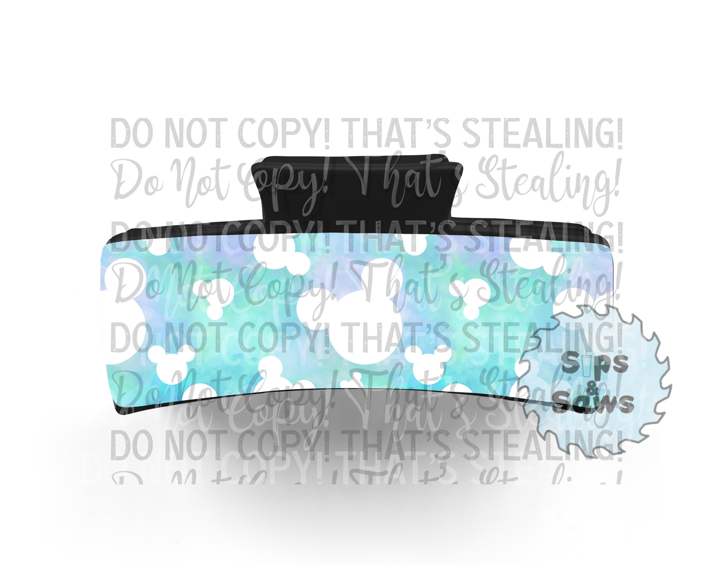 White Mouse Head Green, Blue, Purple Sublimation Hair Clip