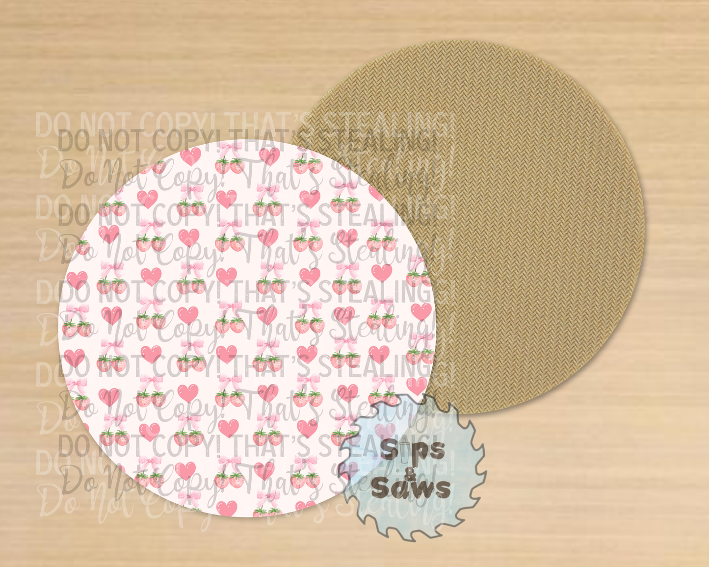 Strawberries & Hearts Sublimation Coaster