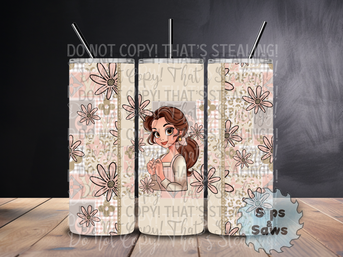 20oz Beige Beauty & The Beast Sublimation Tumbler