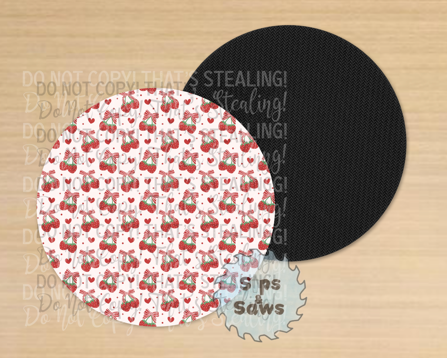 Strawberries & Hearts Sublimation Coaster