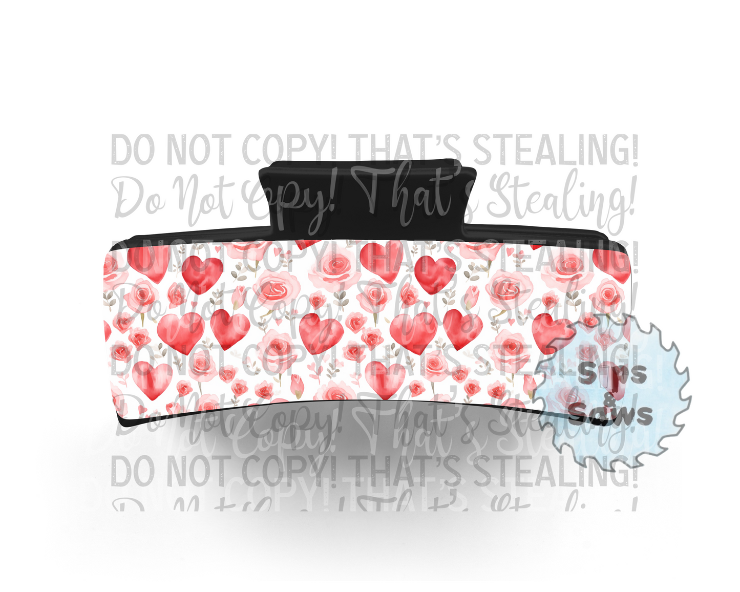 Hearts & Roses Sublimation Hair Clip