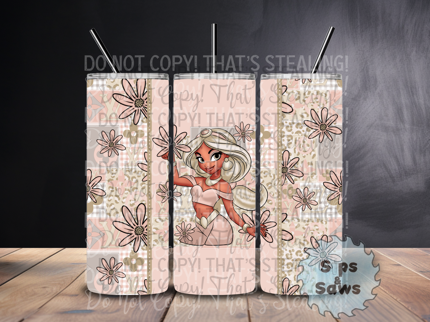 20oz Beige Jasmine Sublimation Tumbler