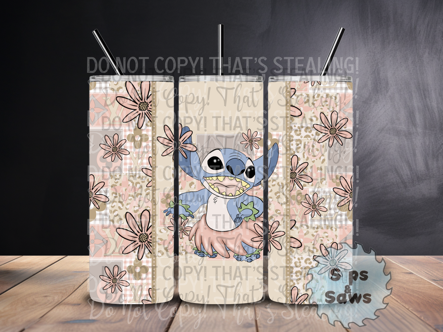 20oz Beige Blue Alien Sublimation Tumbler