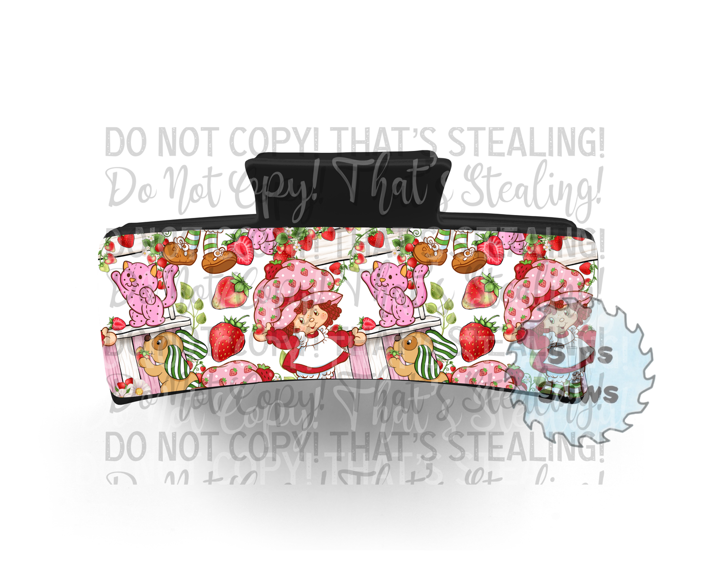 Strawberry White Sublimation Hair Clip