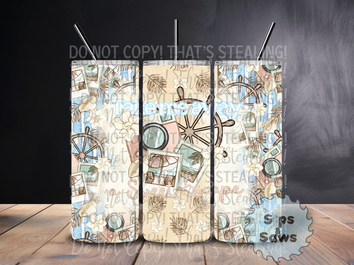 20oz Take Me Away Blue Sublimation Tumbler