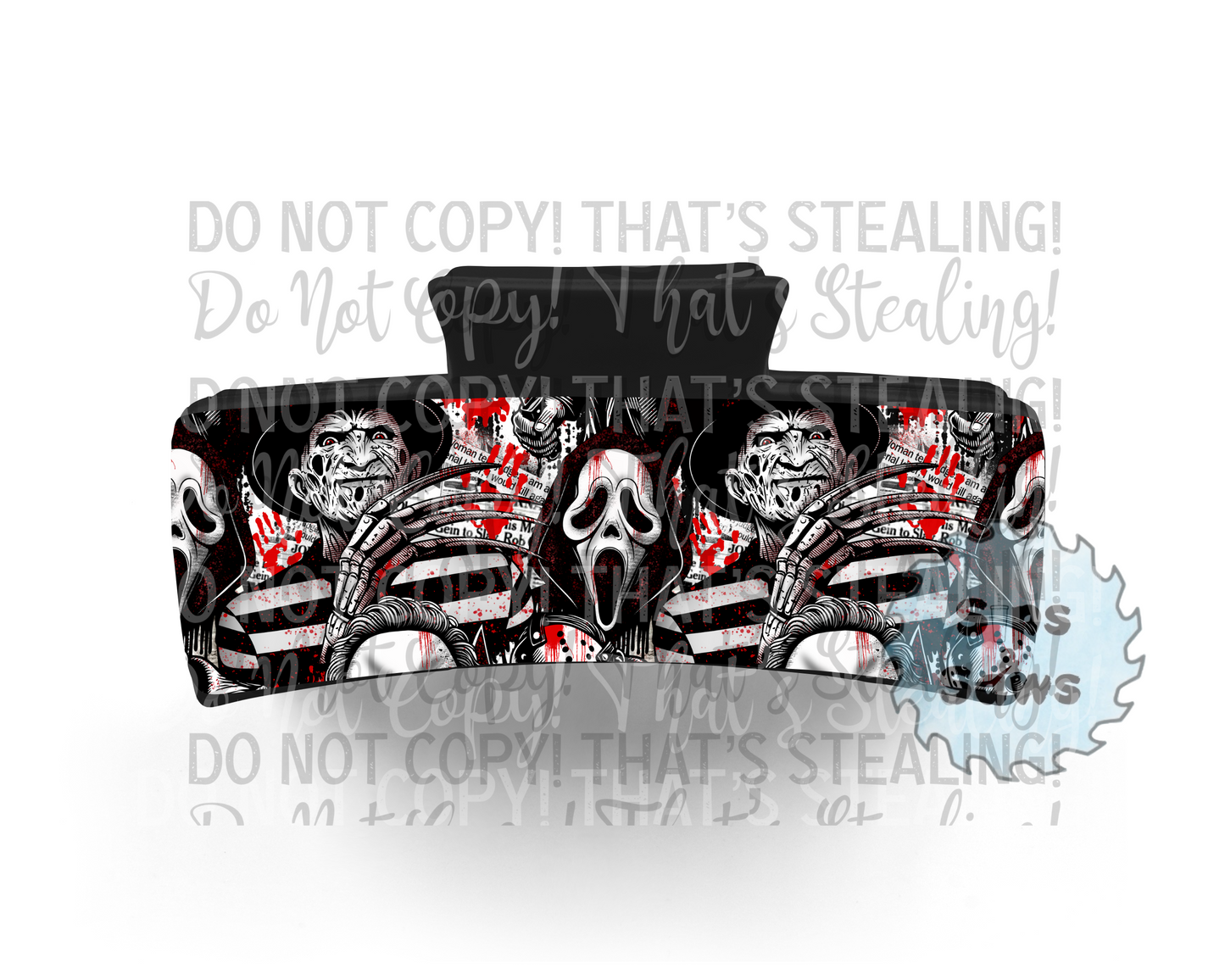 Black & White Horror Sublimation Hair Clip