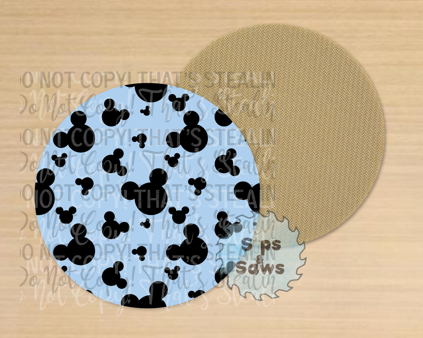 Black & Blue Mouse Heads Sublimation Coaster