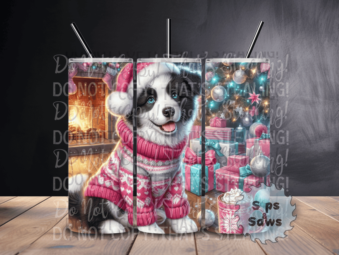 20oz Christmas Border Collie Tumbler