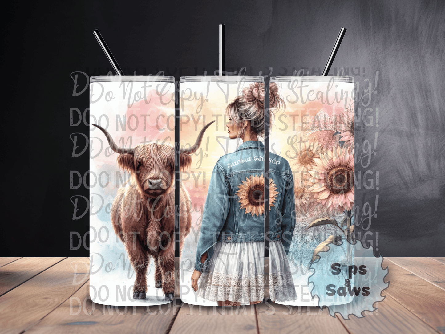 20oz Sunflower & Highland Cow Tumbler