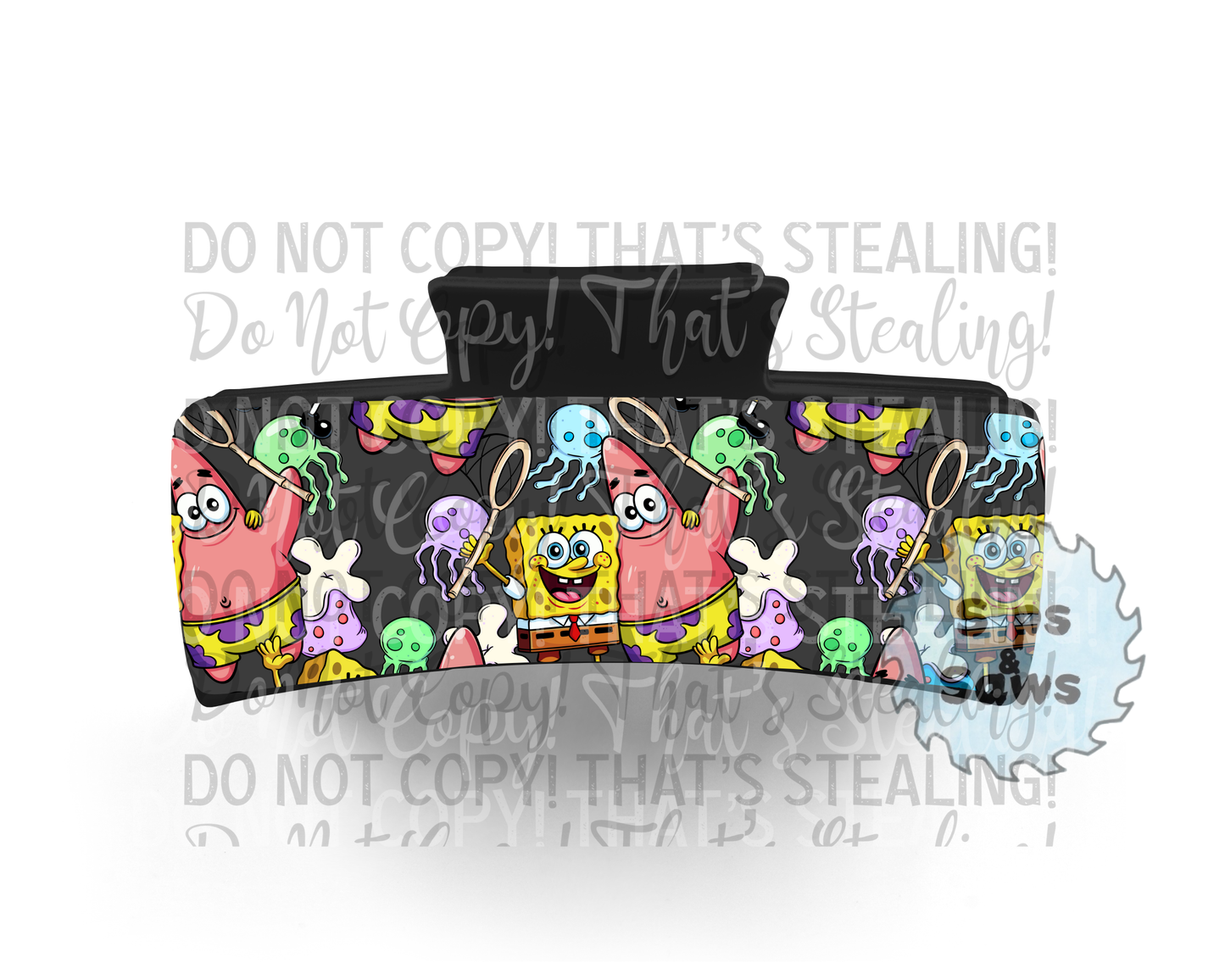 Cartoon Sponge Black Sublimation Hair Clip