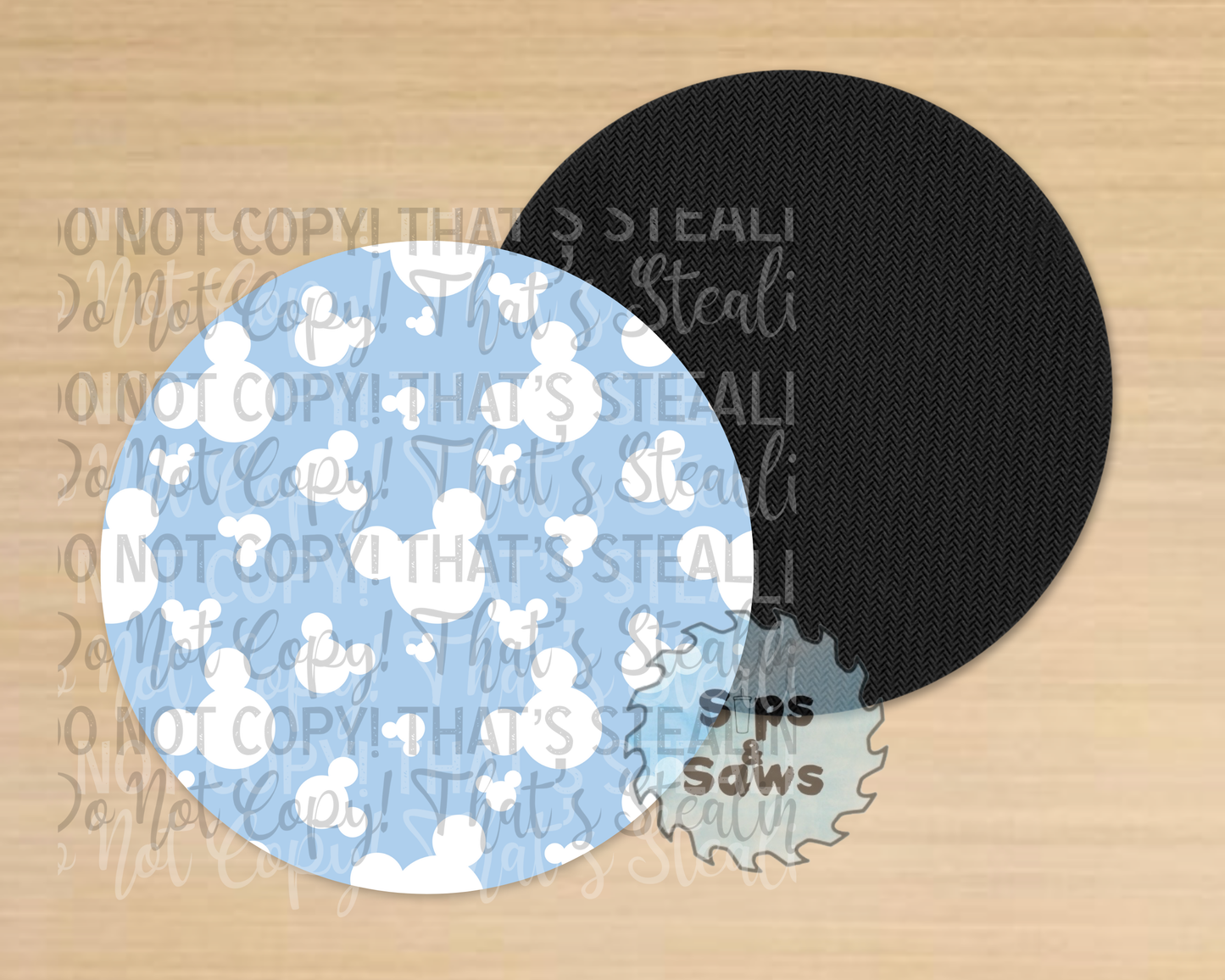 White & blue Mouse Heads Sublimation Coaster
