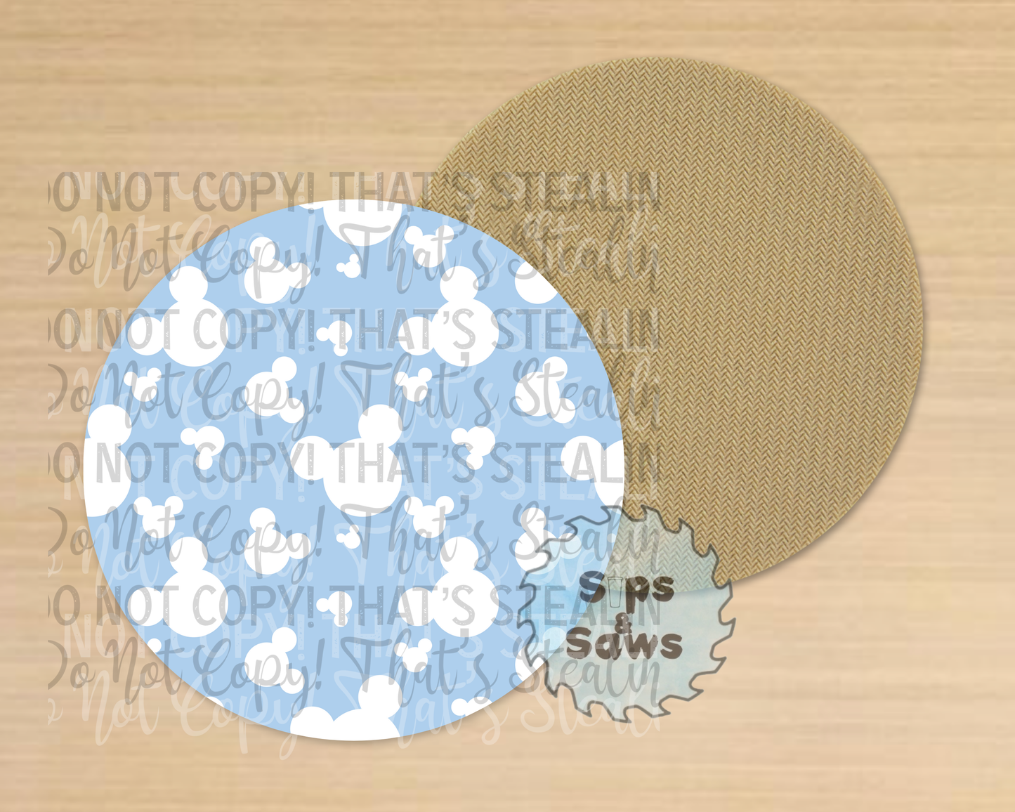 White & blue Mouse Heads Sublimation Coaster