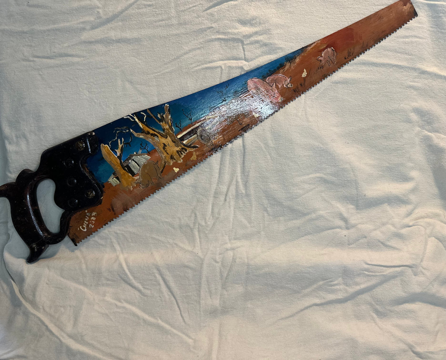 Hand Painted Outback Pig Hand Saw