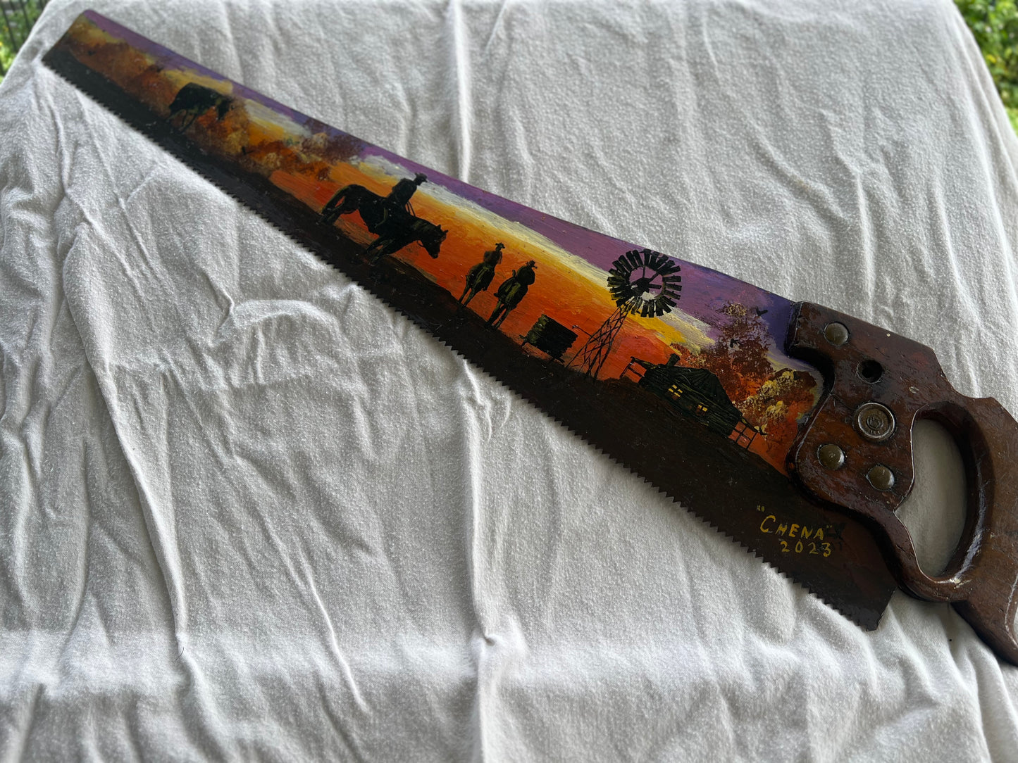 Hand Painted Outback Hand Saw