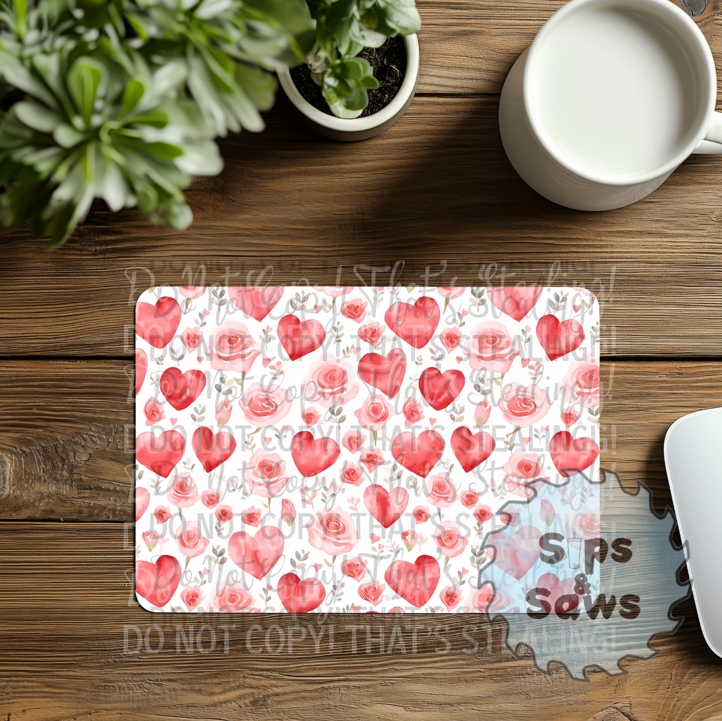 Hearts & Roses Sublimation Mouse Pad
