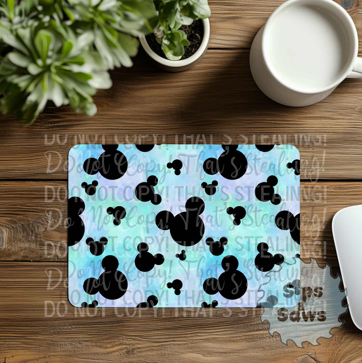 Black, Blue & Green Mouse Heads Sublimation Mouse Pad