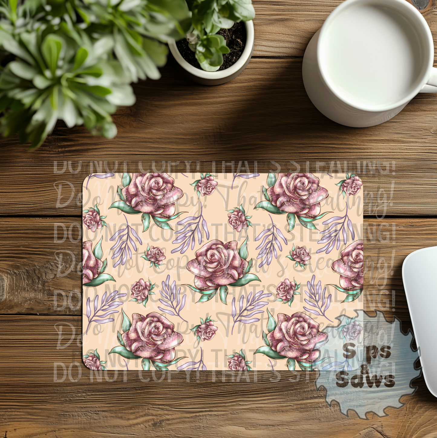 Tan Roses Sublimation Mouse Pad