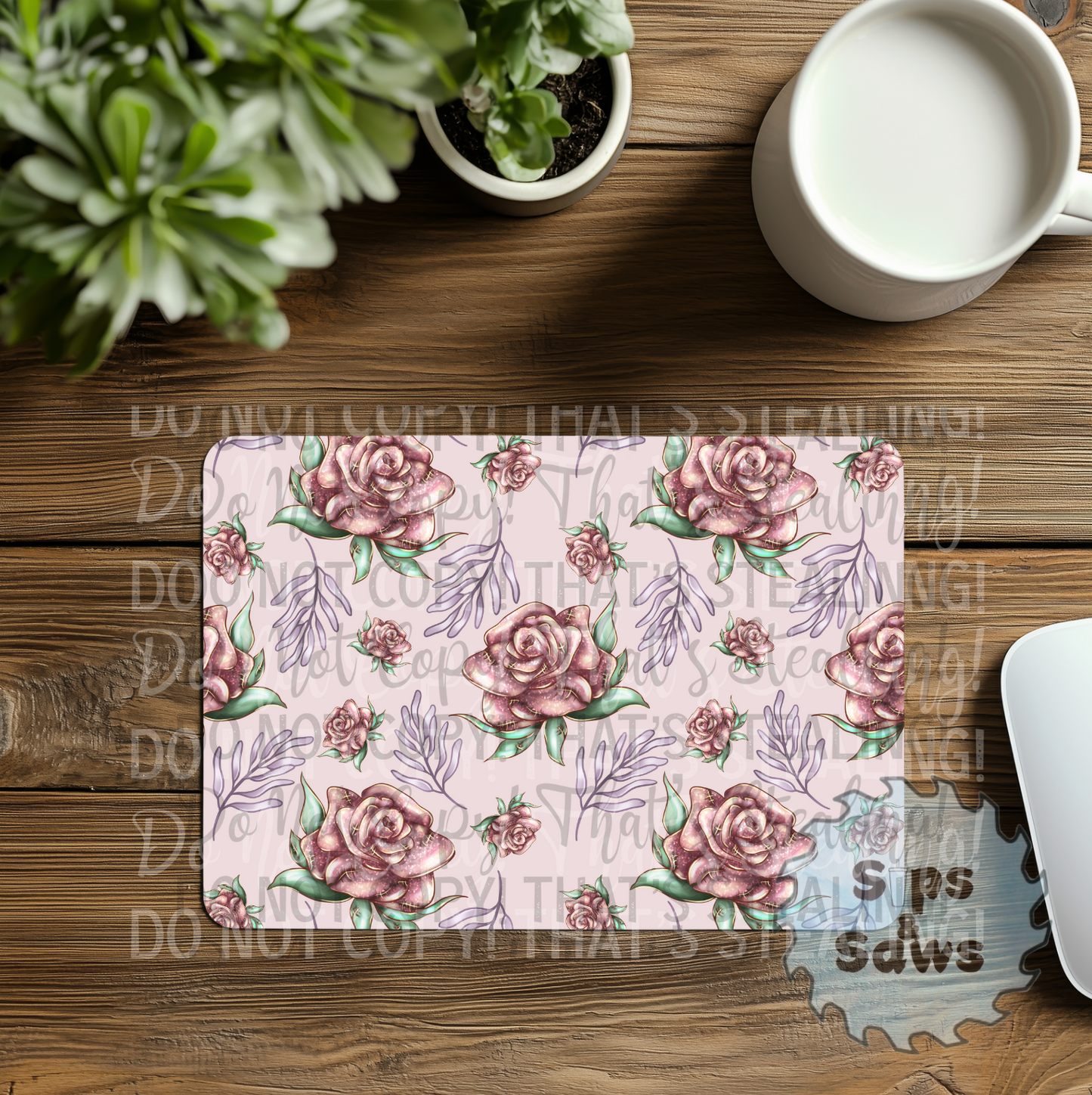Pink Roses Sublimation Mouse Pad