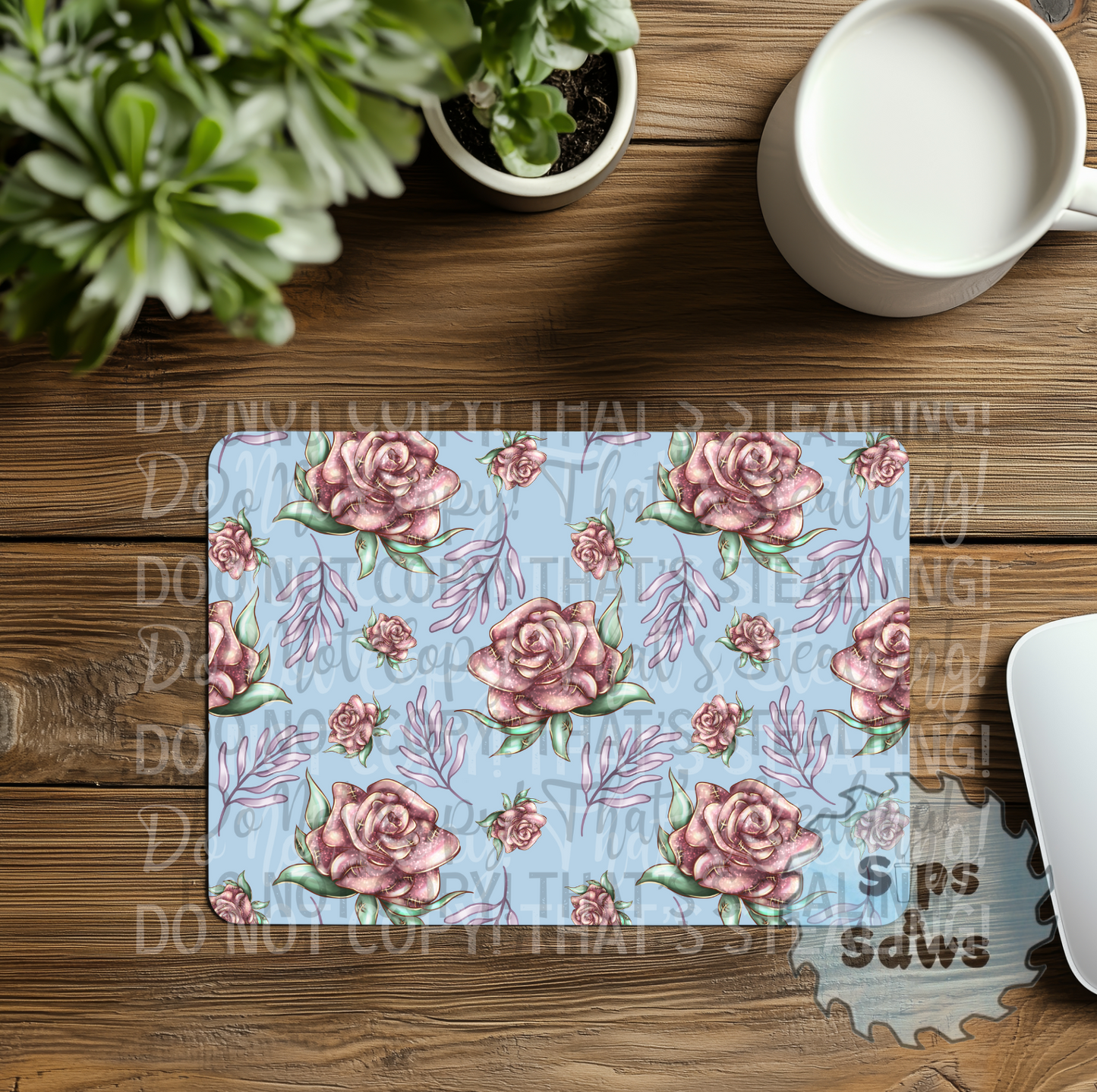 Blue Roses Sublimation Mouse Pad
