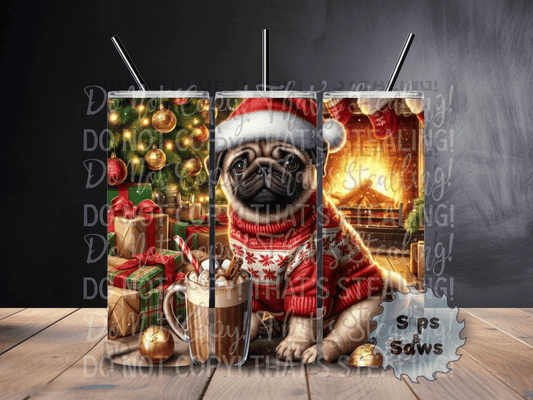 20oz Christmas Pug Tumbler