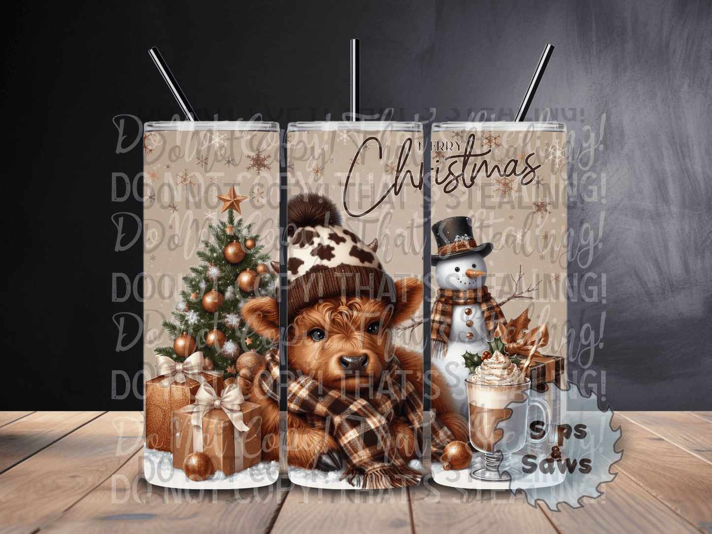 20oz Christmas Cow Tumbler