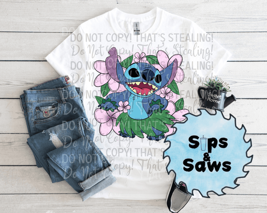 Floral Blue Alien DTF