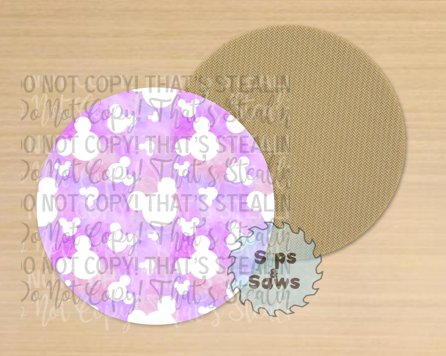 White, Pink & Purple Mouse Heads Sublimation Coaster