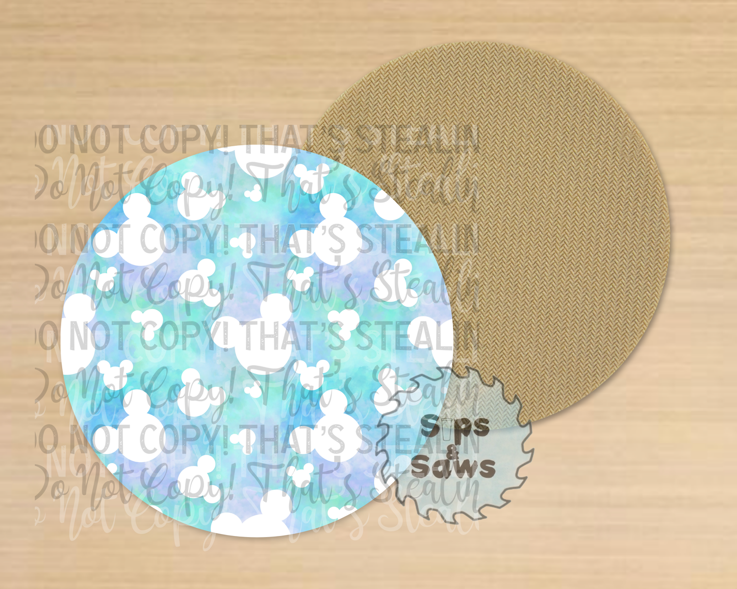 White, Blue & Green Mouse Heads Sublimation Coaster