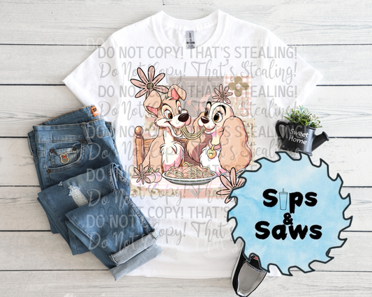 Beige Lady & The Tramp DTF