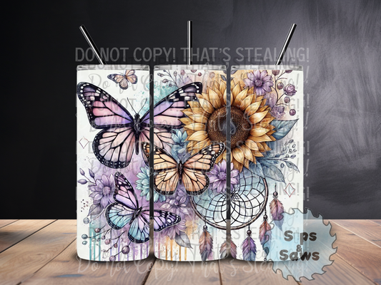 20oz Purple Butterfly Sublimation Tumbler