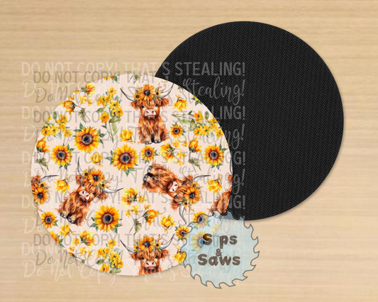Highland Cow Sublimation Coaster
