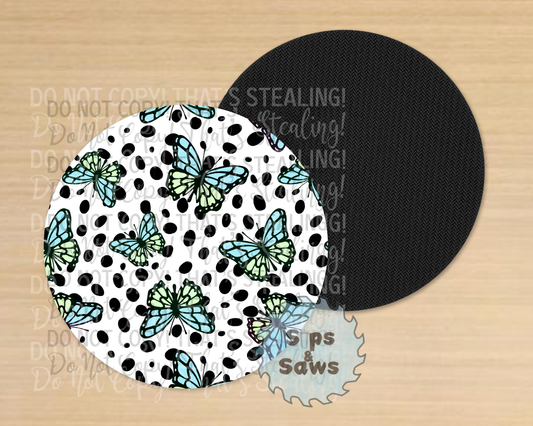 Blue & Green Butterfly Sublimation Coaster