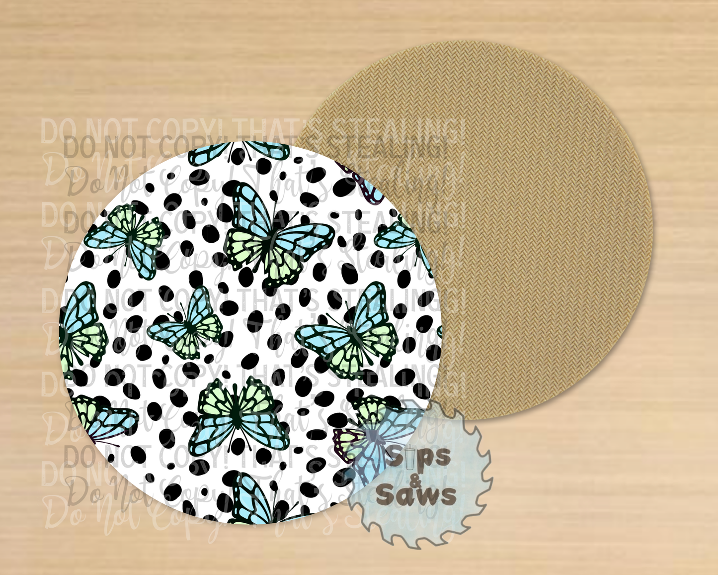 Blue & Green Butterfly Sublimation Coaster